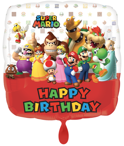 Folienballon - Super Mario, Happy Birthday - ø 43cm